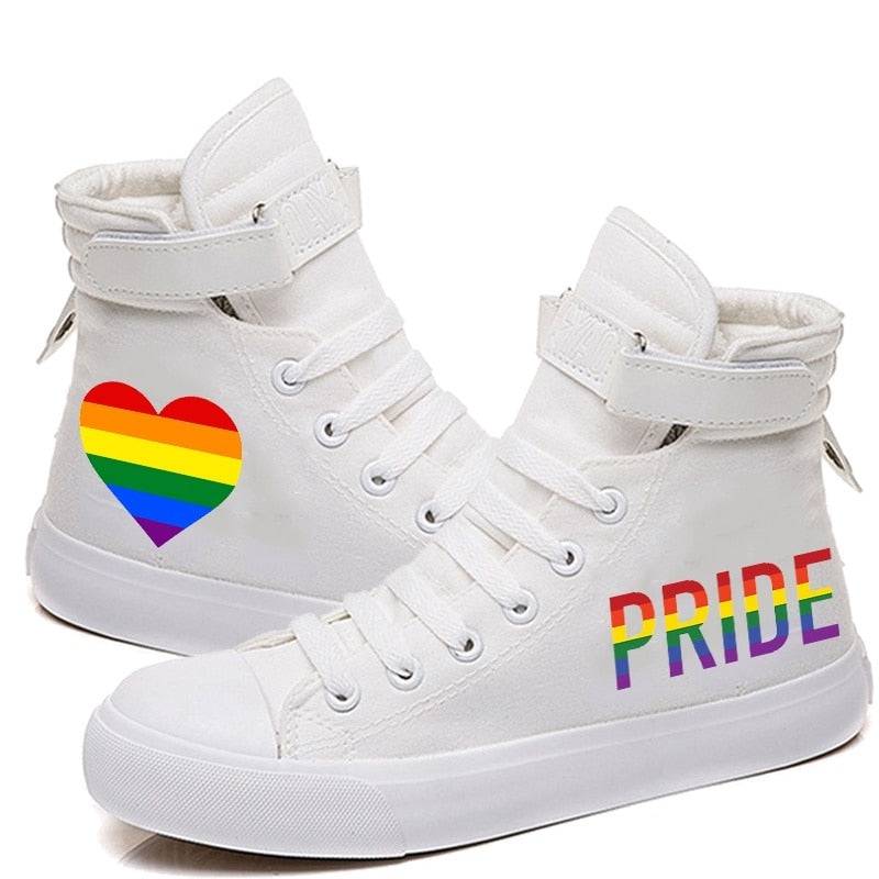 Women's Size Rainbow LGBT Pride High-Top Shoes - Rose Gold Co. Shop