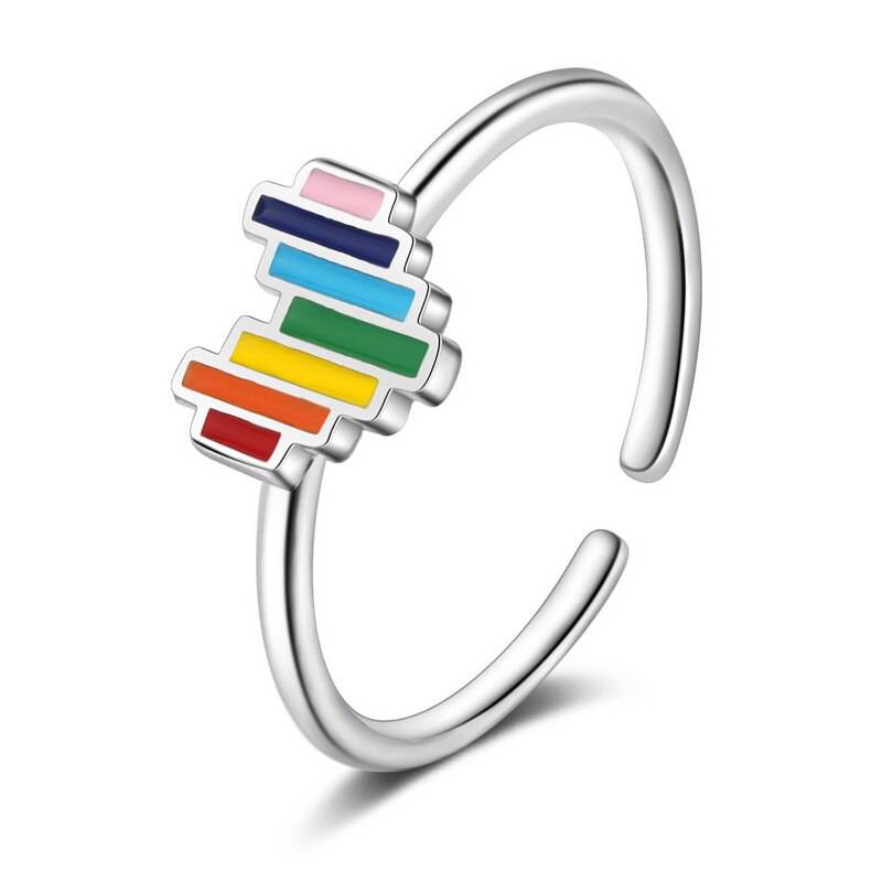 Rainbow Vintage Crown LGBT Heart Open Ring - Rose Gold Co. Shop