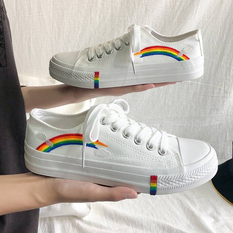 Rainbow Bottom High Top Sneakers - Rose Gold Co. Shop