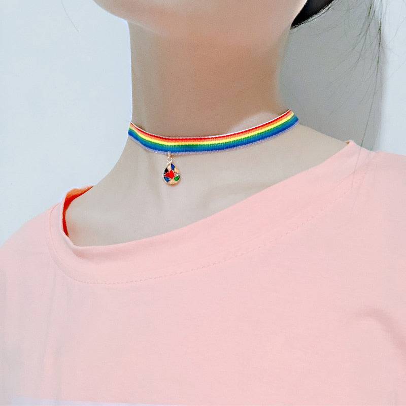 Fashion Rainbow Choker Necklace - Rose Gold Co. Shop