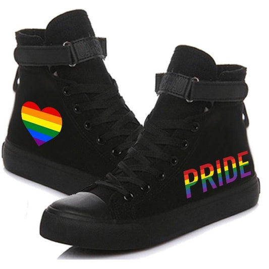 Men's Size  Rainbow LGBT Pride High-Top Shoes - Rose Gold Co. Shop