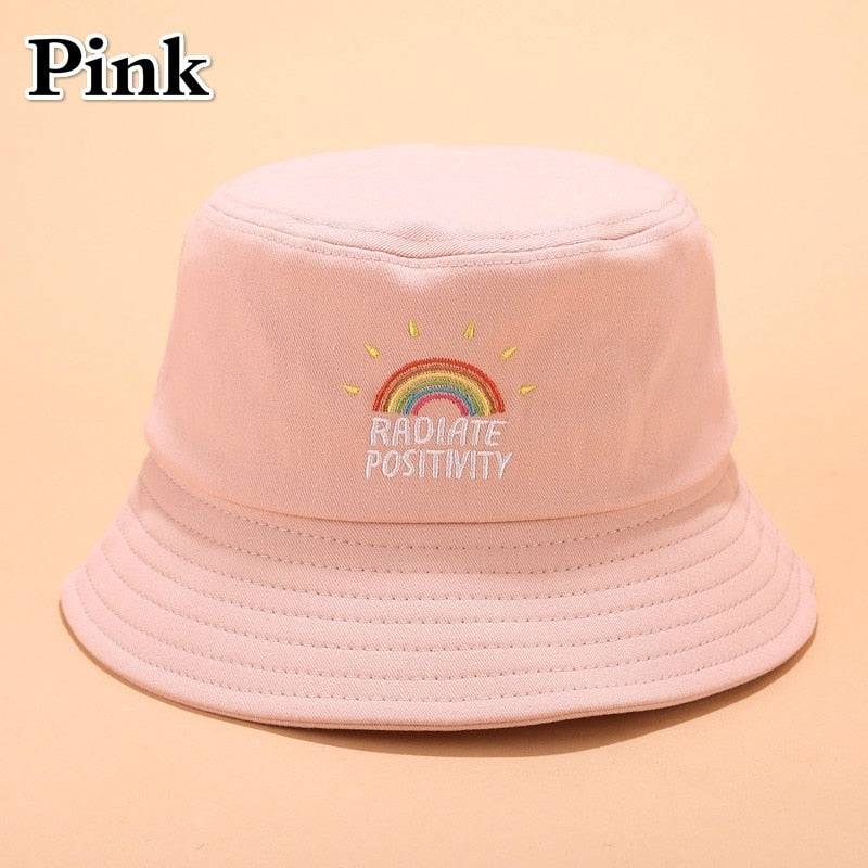 Foldable Embroidered Rainbow Bucket Hat - Rose Gold Co. Shop