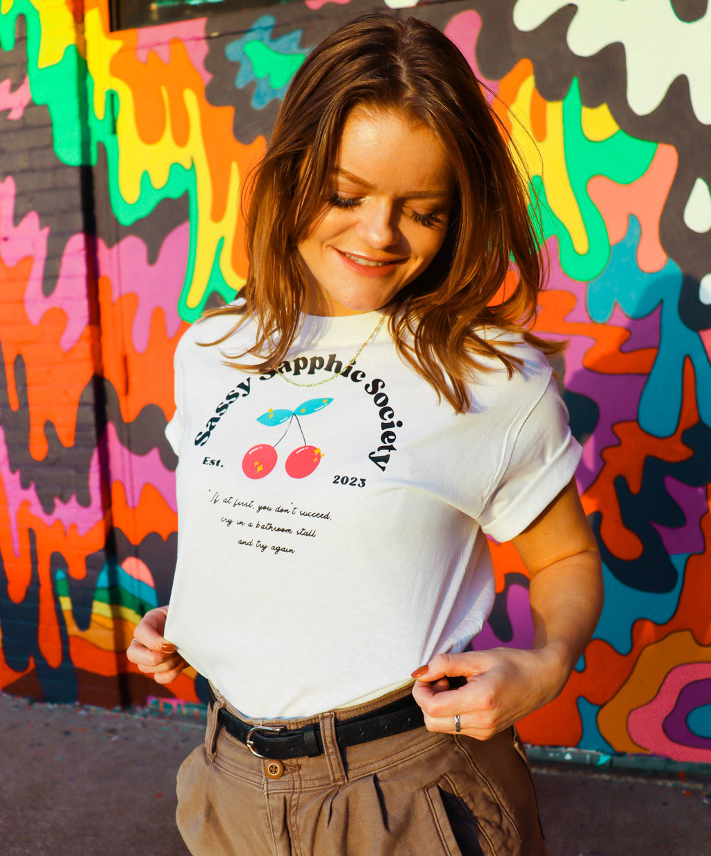 Sassy Sapphic Society Club tee, view 3 — Rose Gold Co