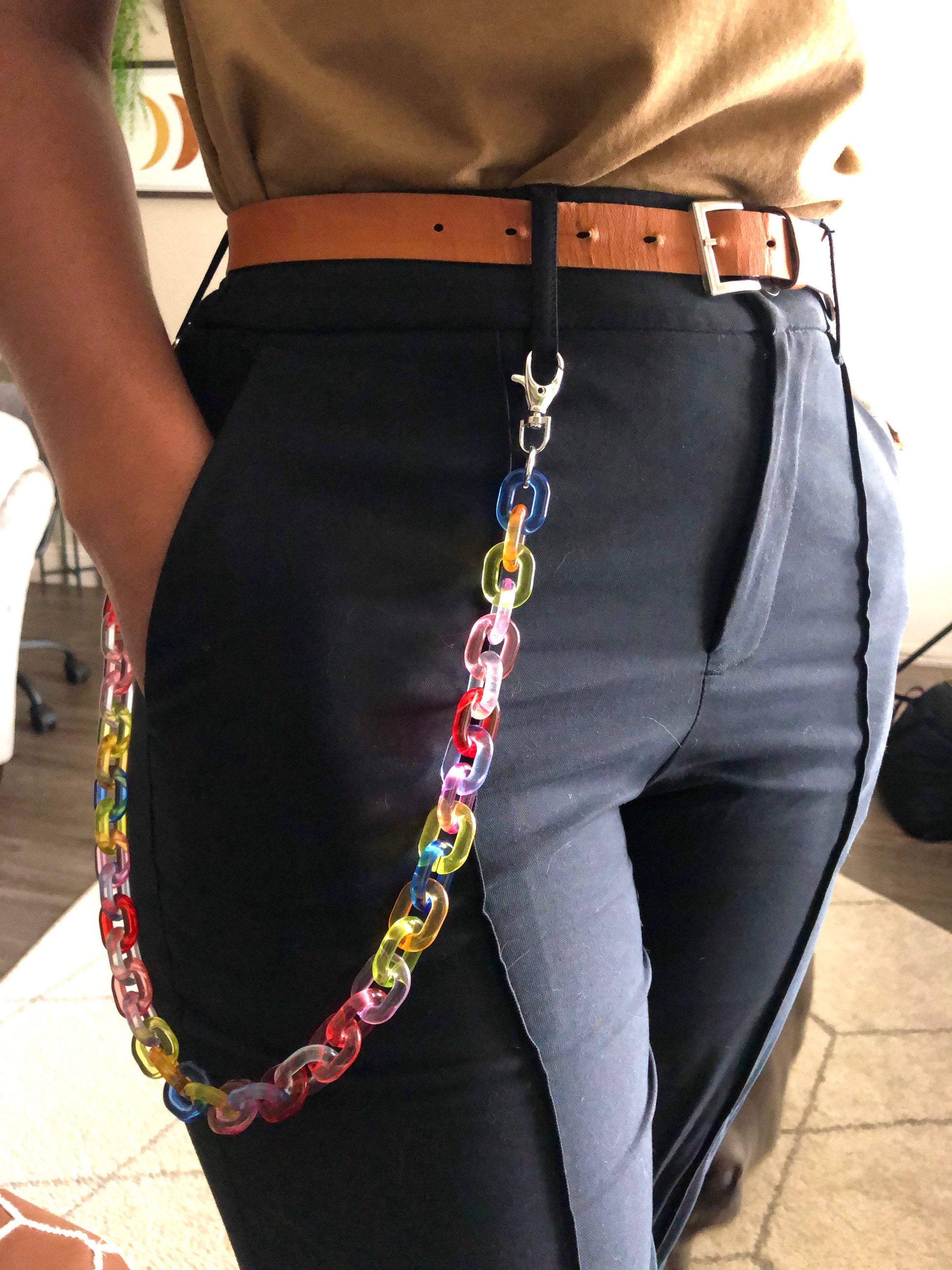 Hot Pastel Candy Rainbow Pants Chain - Rose Gold Co. Shop