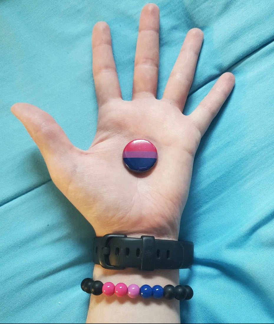 Bisexual Bi Pride Beaded Charm Bracelet
