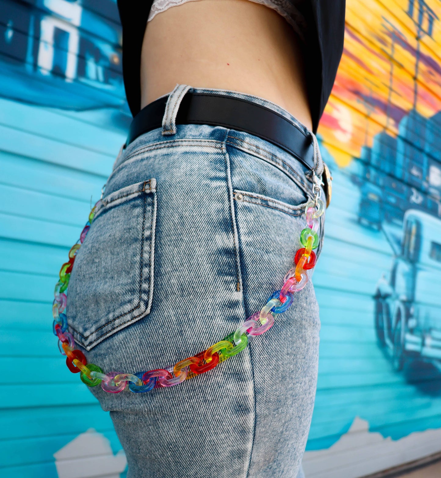 Hot Pastel Candy Rainbow Pants Chain - Rose Gold Co. Shop