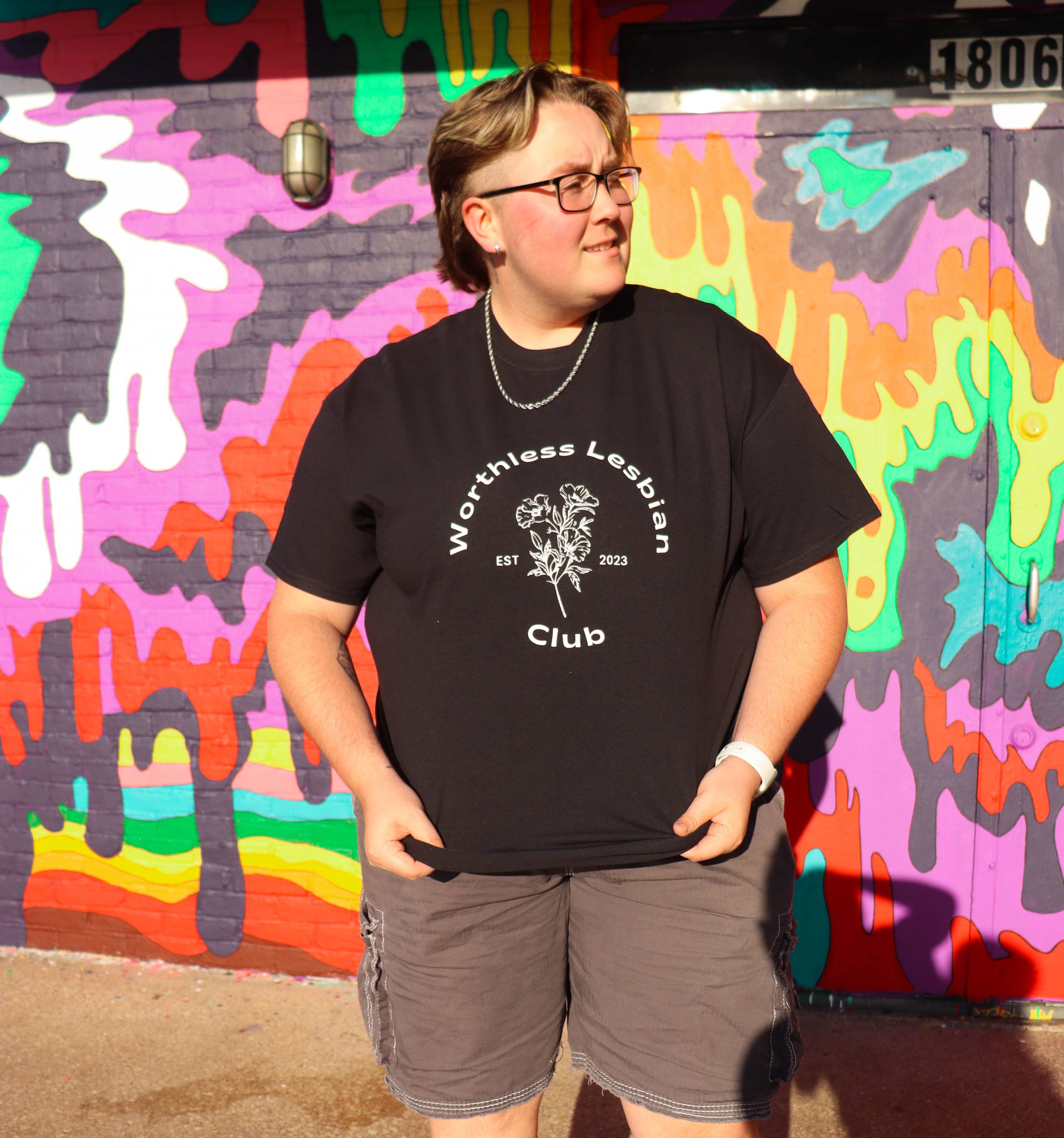 Worthless Lesbian Club tee, view 6 — Rose Gold Co