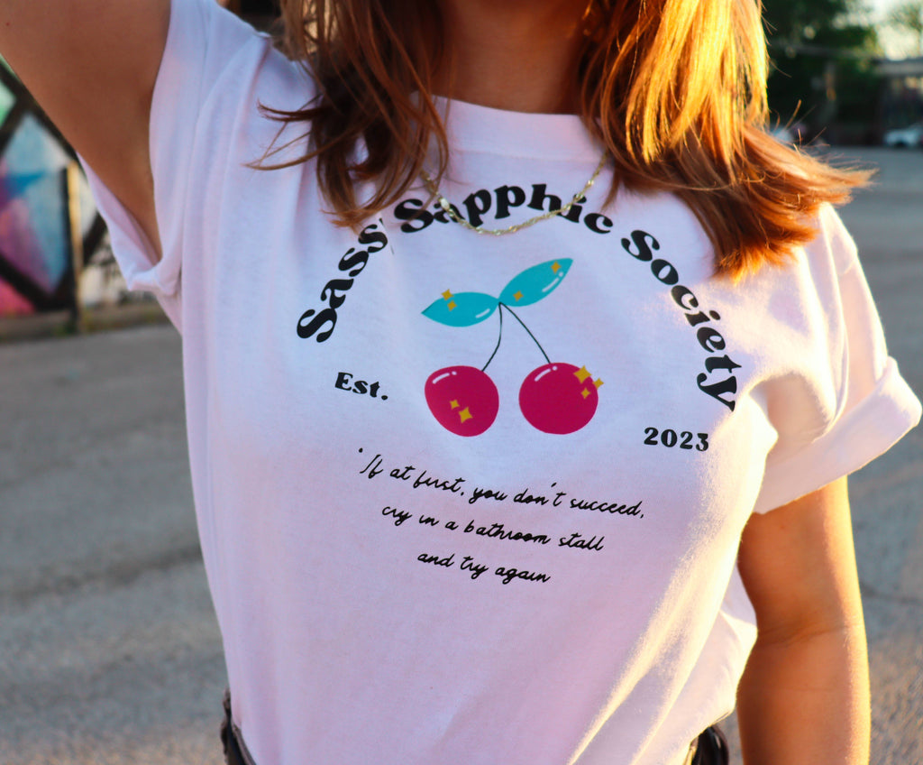 Sassy Sapphic Society Club tee, view 4 — Rose Gold Co