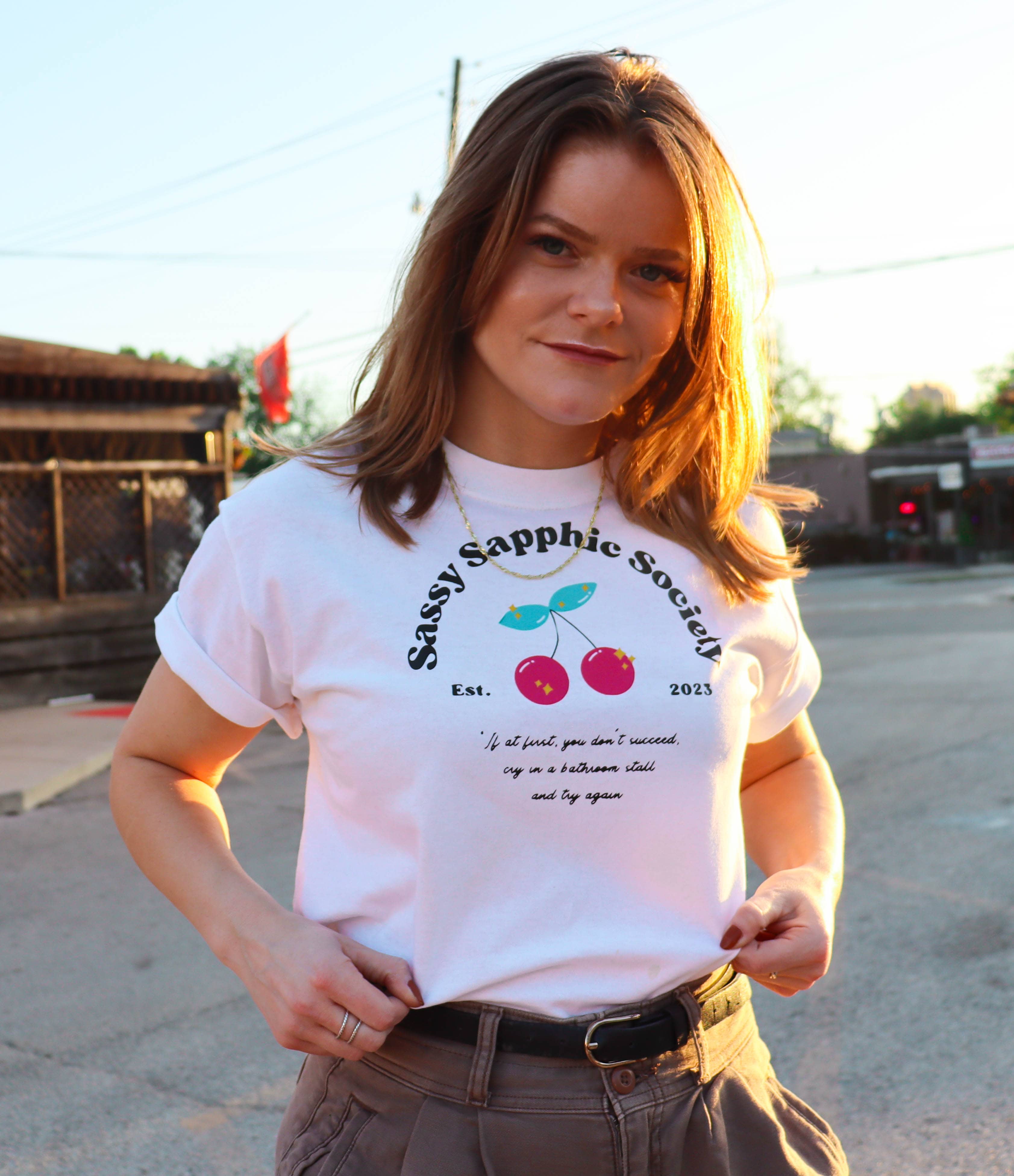 Sassy Sapphic Society Club tee, view 6 — Rose Gold Co