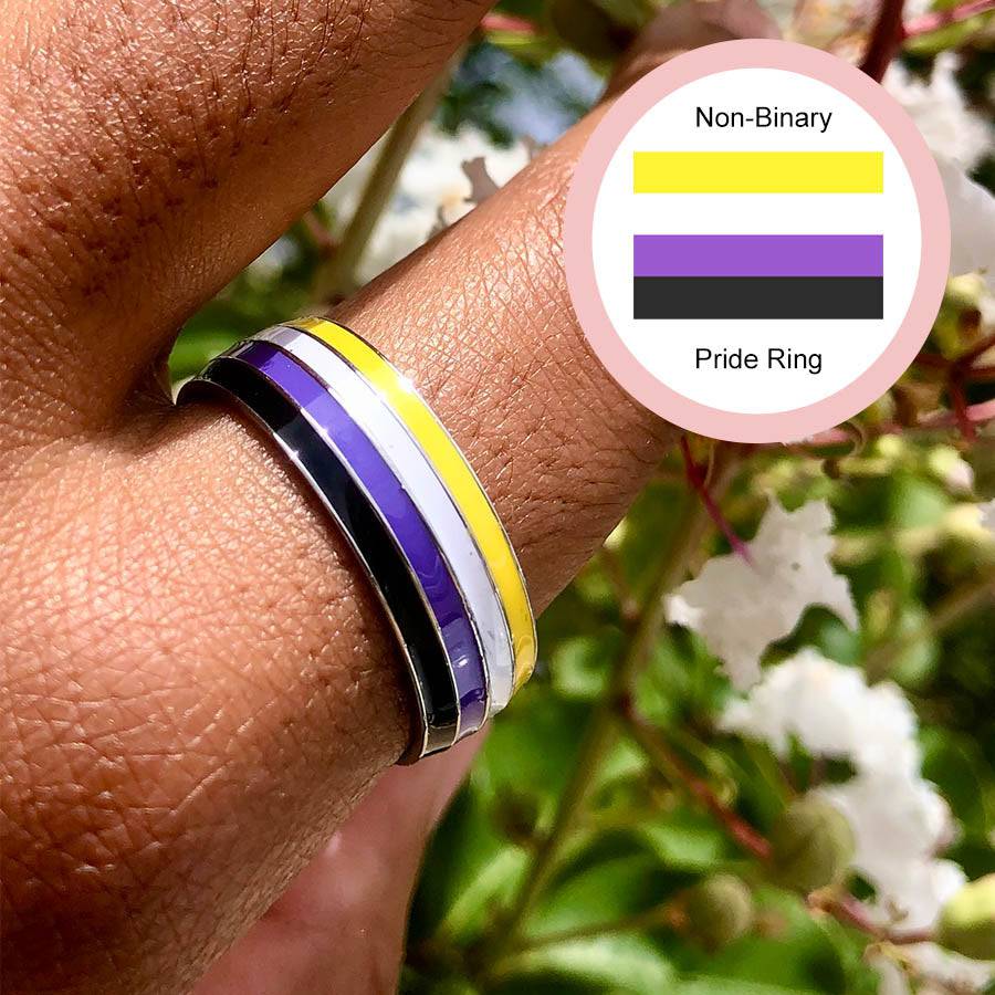 Non-Binary Pride Stainless Steel Ring - Rose Gold Co. Shop