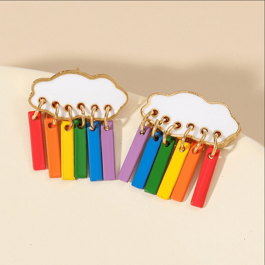 Cloud Raindrop Rainbow Earrings