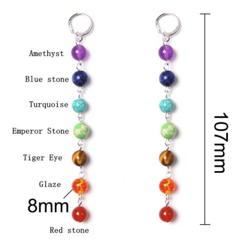 Rainbow Round Stone Like 7 Chakra Earrings - Rose Gold Co. Shop