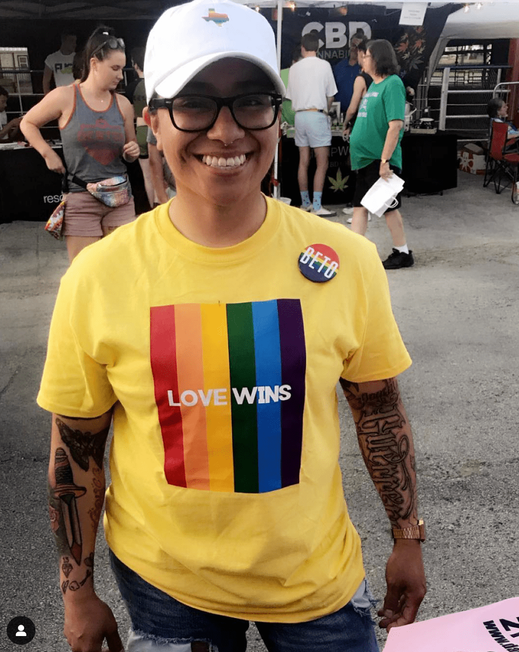 Love Wins rainbow tee, view 3 — Rose Gold Co