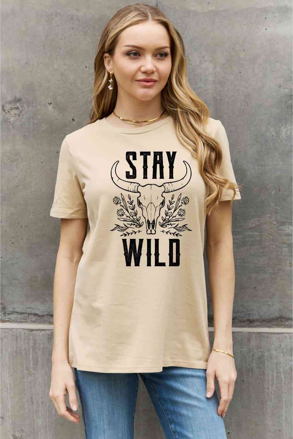 Simply Love Simply Love Full Size STAY WILD Graphic Cotton Tee - Rose Gold Co. Shop