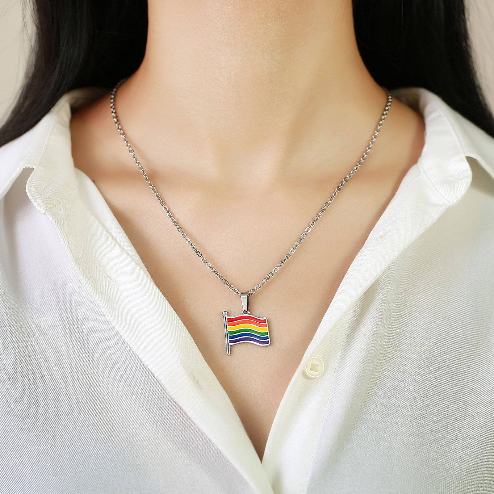 LGBTQ Rainbow Pride Flag Necklace - Rose Gold Co. Shop