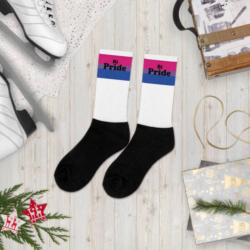 Bisexual pride crew socks, view 3 — Rose Gold Co