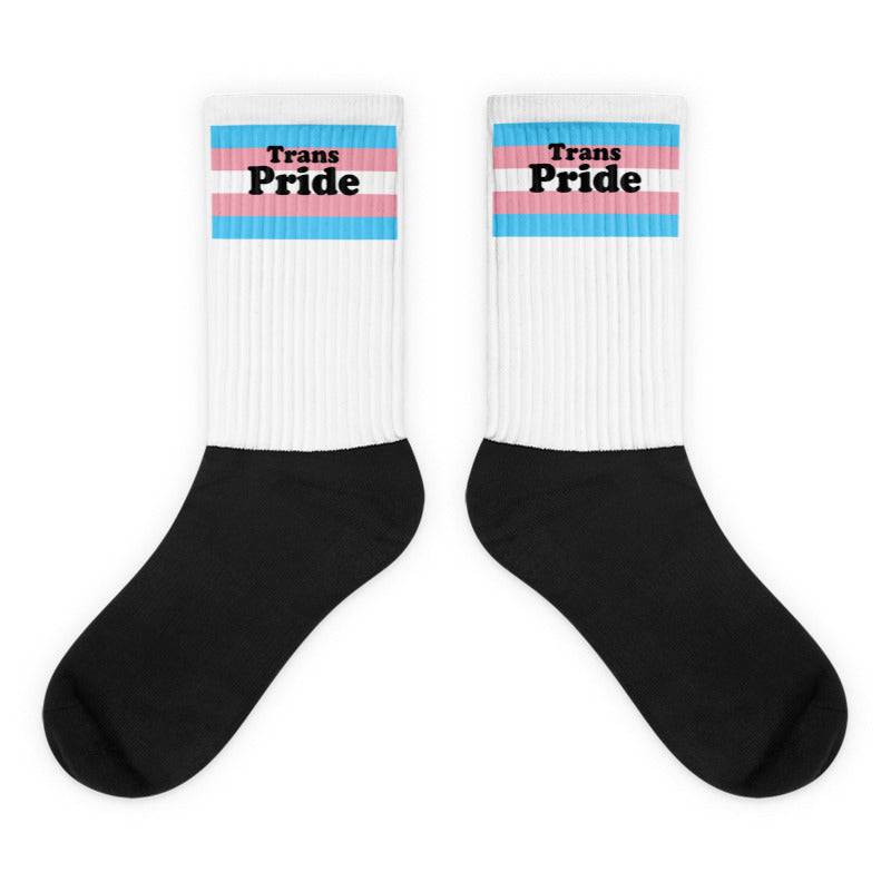 Transgender pride crew socks, front — Rose Gold Co