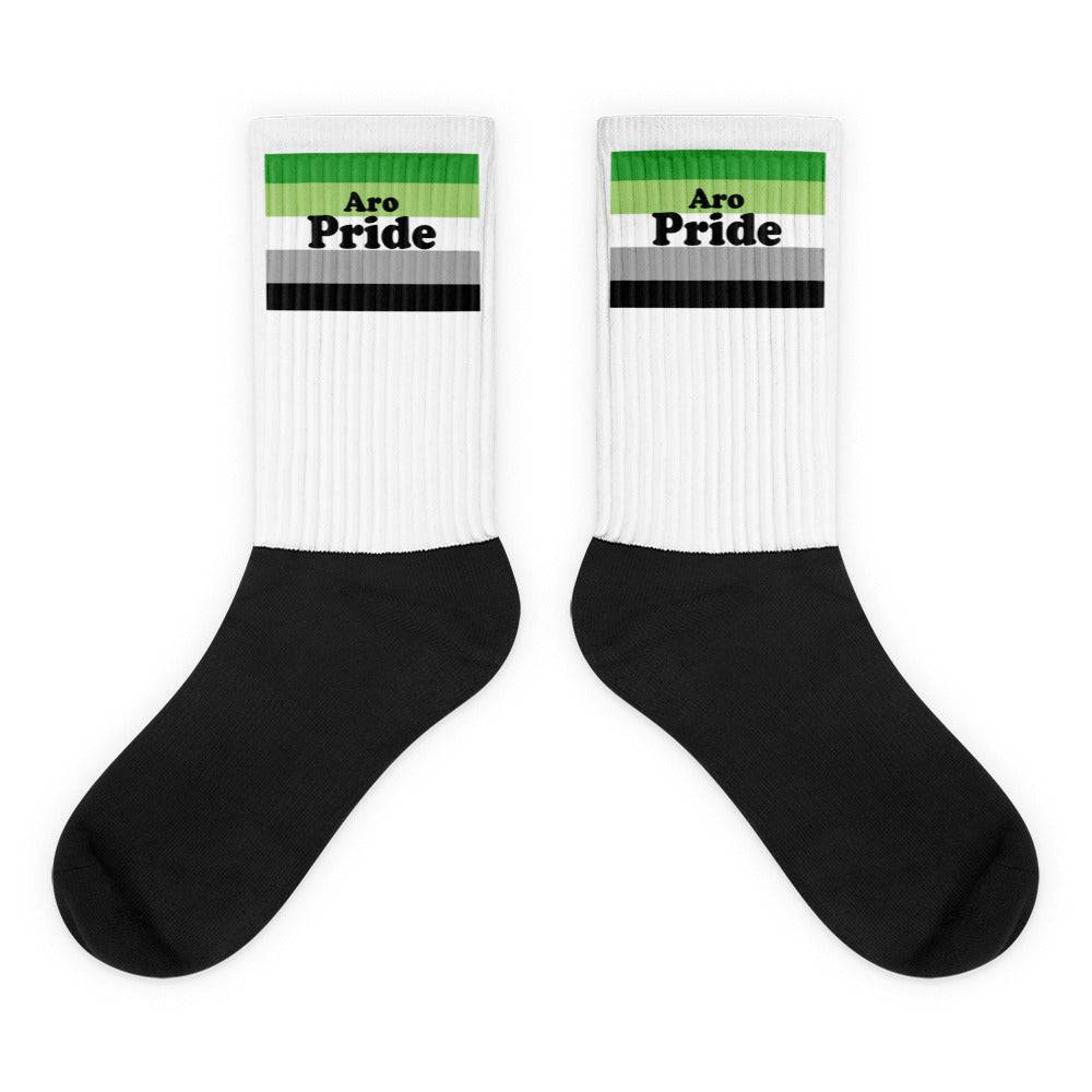 Aromantic pride flag crew socks, view 2 — Rose Gold Co