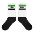 Aromantic pride flag crew socks, view 2 — Rose Gold Co