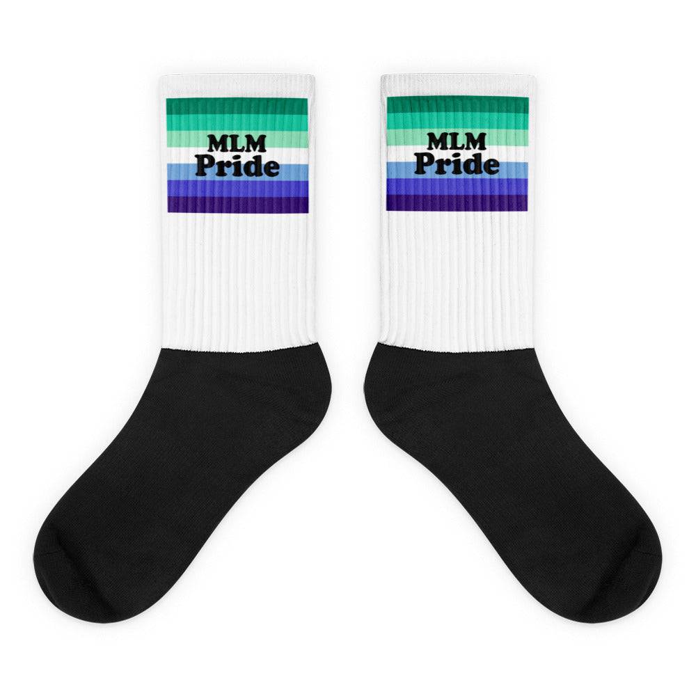 MLM pride flag crew socks, view 2 — Rose Gold Co