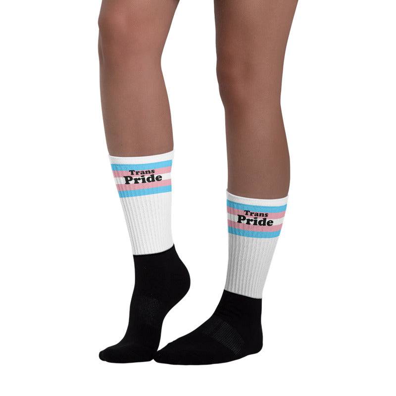Transgender pride crew socks, view 3 — Rose Gold Co