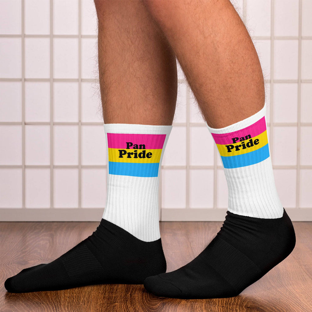 Pansexual pride crew socks, view 2 — Rose Gold Co