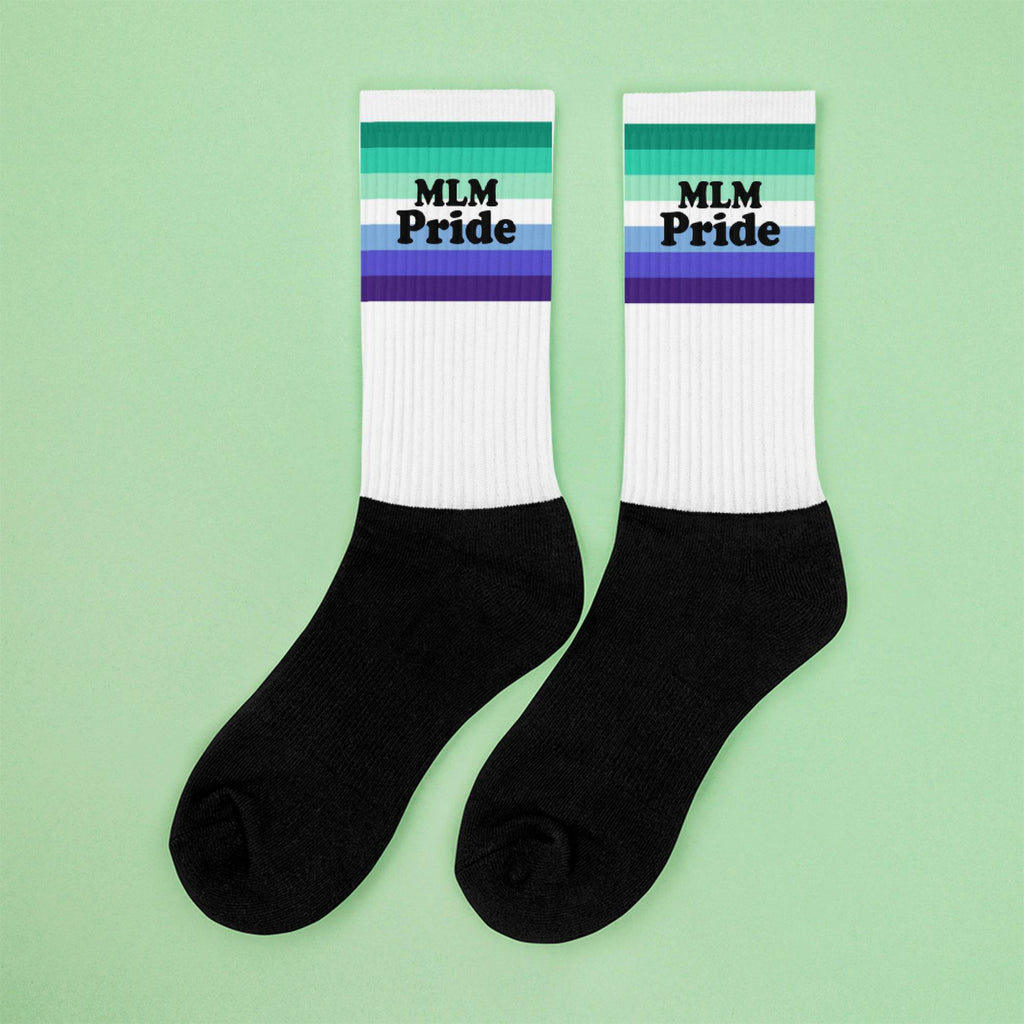 MLM pride flag crew socks, view 9 — Rose Gold Co