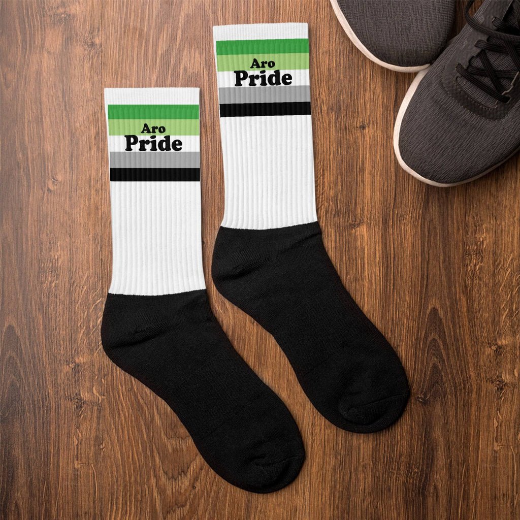 Aromantic pride flag crew socks, view 6 — Rose Gold Co