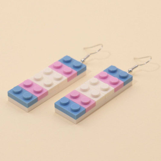 Trans and Rainbow Building Block Earrings - Rose Gold Co. Shop