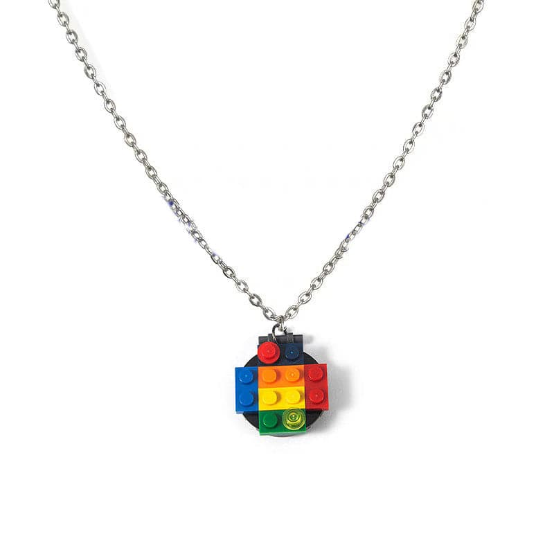 Rainbow Block Pendant Necklace