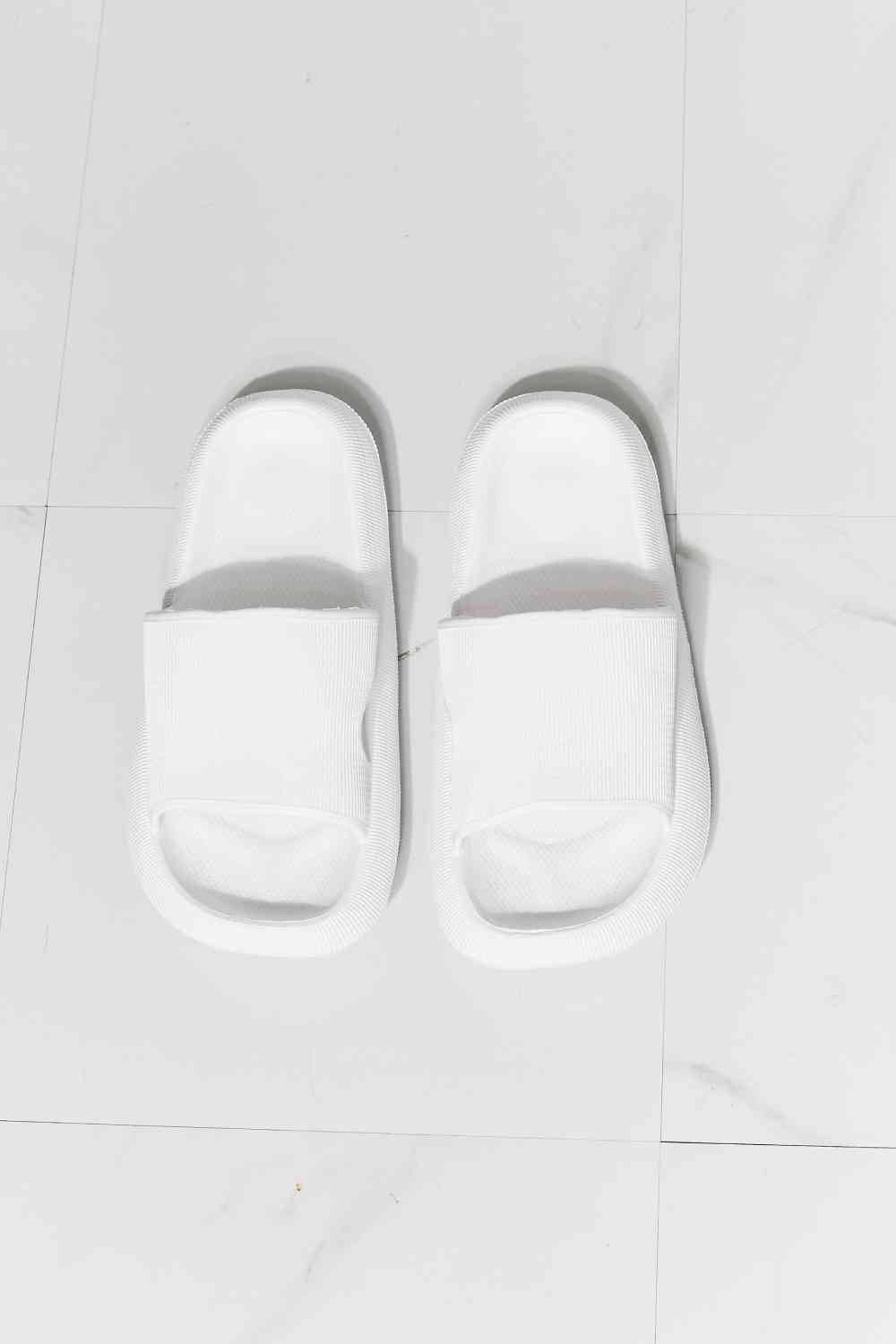 MMShoes Arms Around Me Open Toe Slide in White - Rose Gold Co. Shop