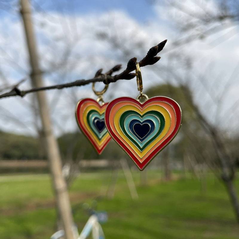 Rainbow Heart Shaped Dangle Earrings - Rose Gold Co. Shop