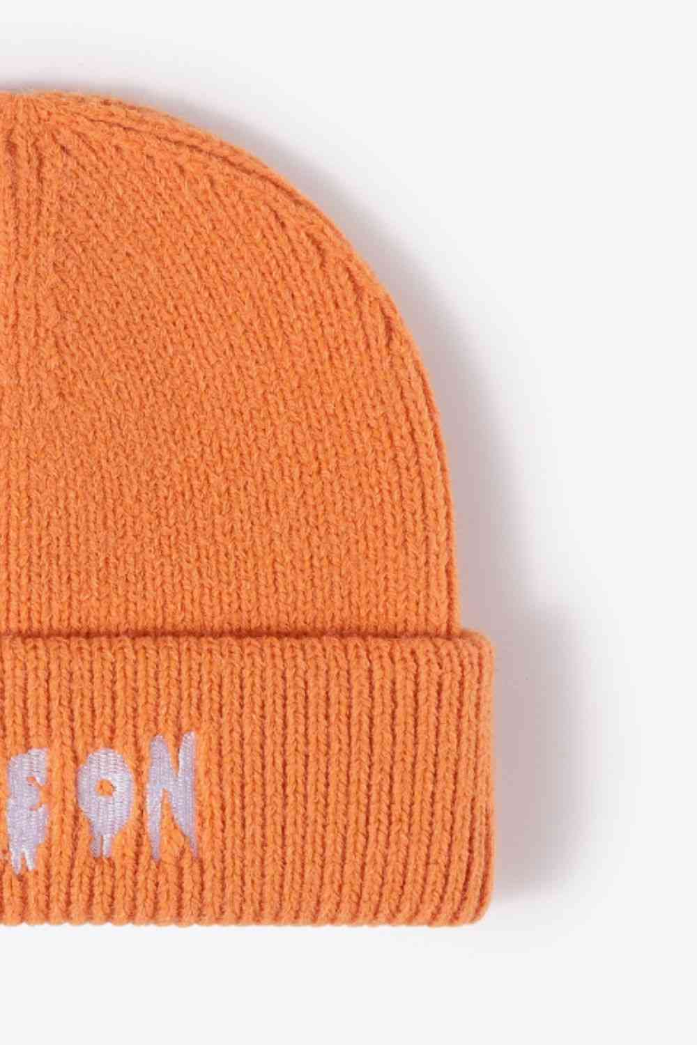 COME ON Embroidered Cuff Knit Beanie - Rose Gold Co. Shop