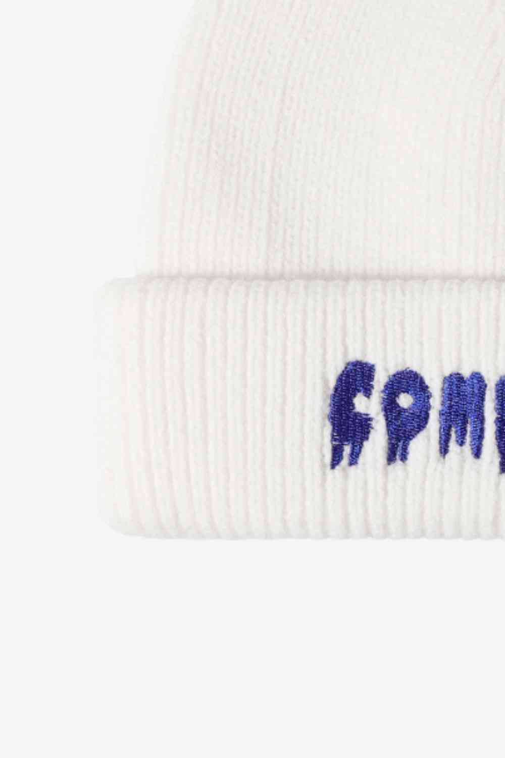 COME ON Embroidered Cuff Knit Beanie - Rose Gold Co. Shop
