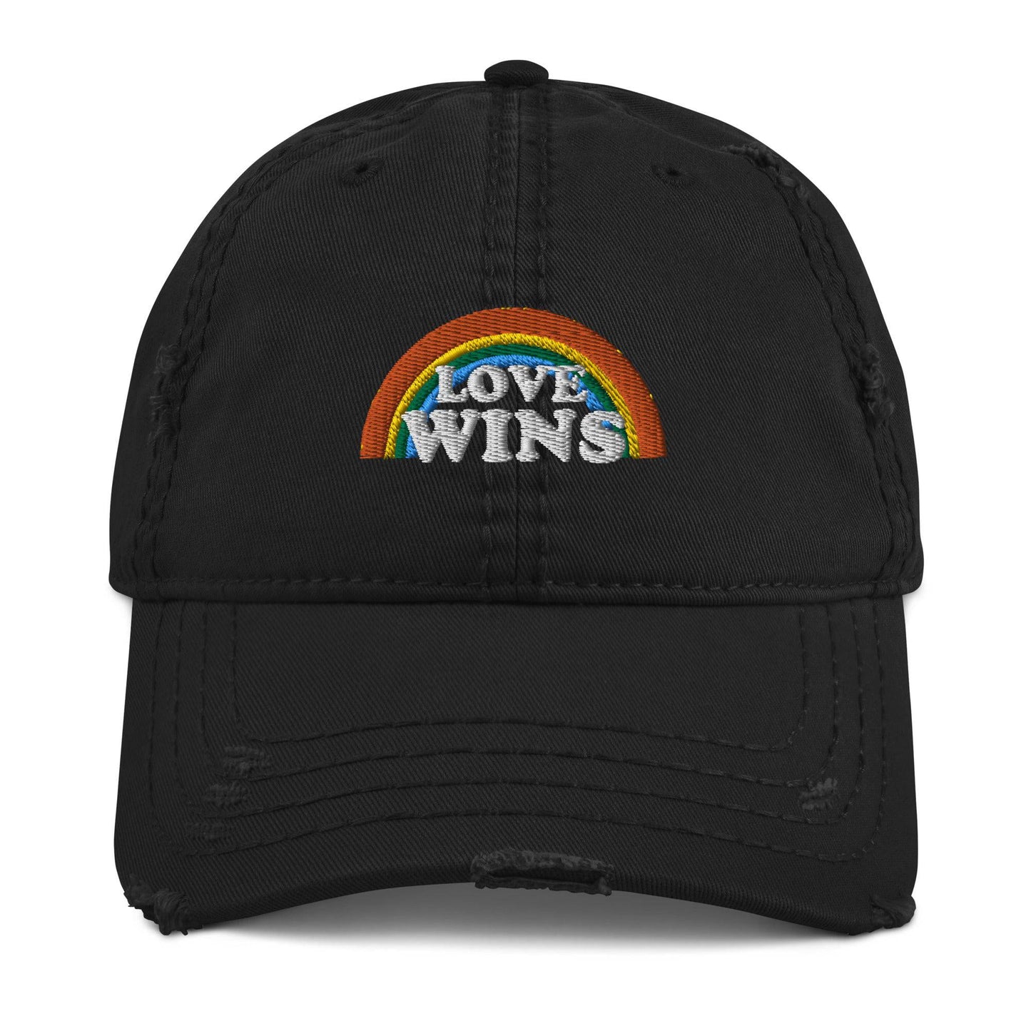 Love Wins Distressed Embroidered Dad Hat - Rose Gold Co. Shop