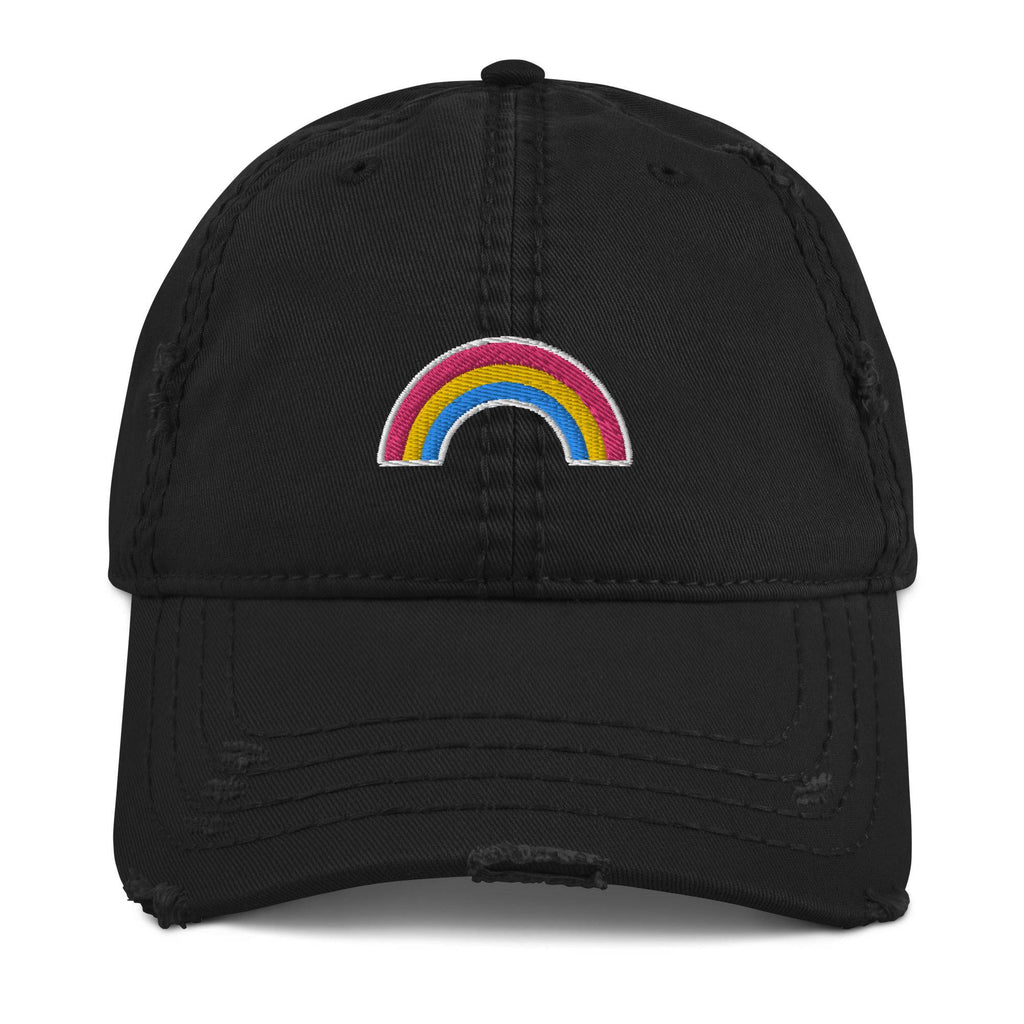 Pansexual flag distressed dad hat, view 4 — Rose Gold Co