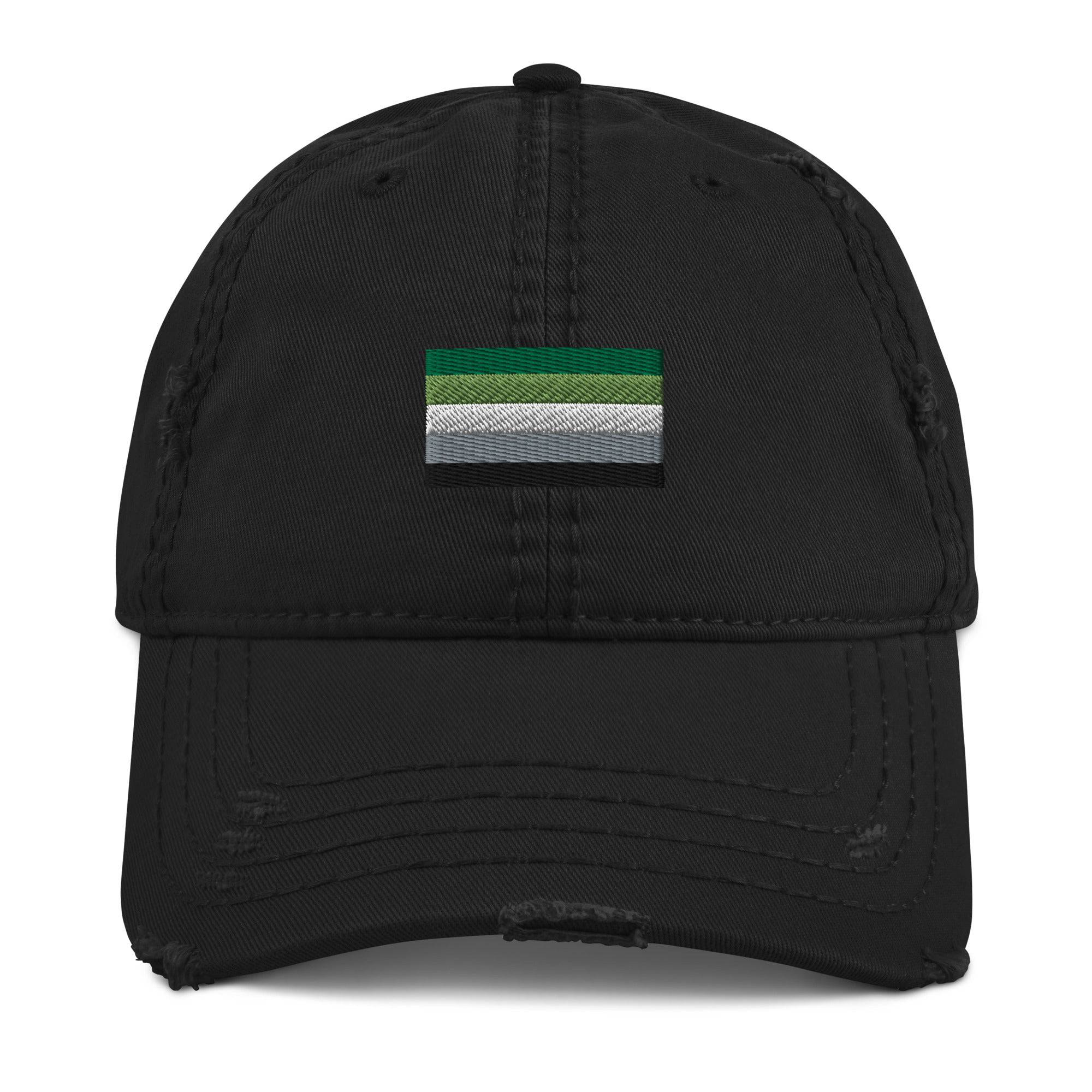 Aromantic flag dad hat, front — Rose Gold Co
