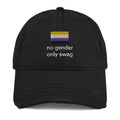 No Gender Only Swag non-binary flag dad hat, front — Rose Gold Co