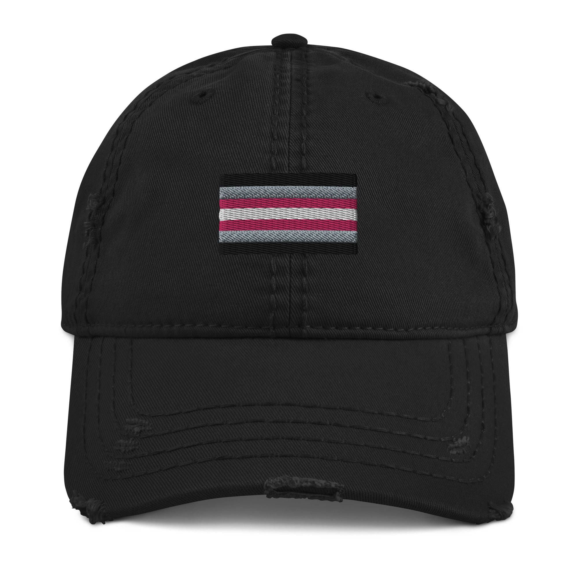 Demigirl pride flag dad hat, front — Rose Gold Co