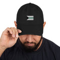 Demiromantic pride flag dad hat, front — Rose Gold Co