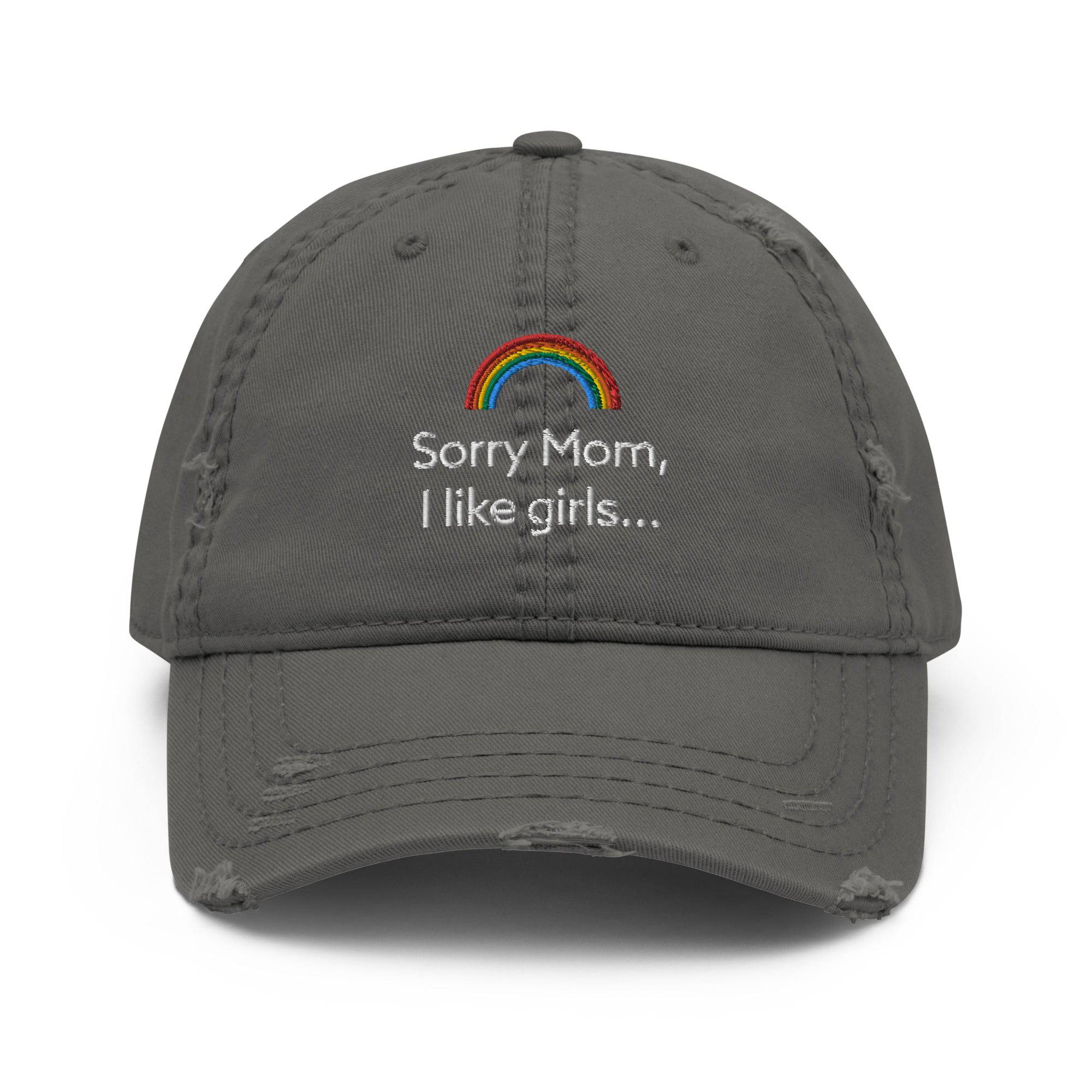 Sorry Mom I Like Girls embroidered hat, view 3 — Rose Gold Co