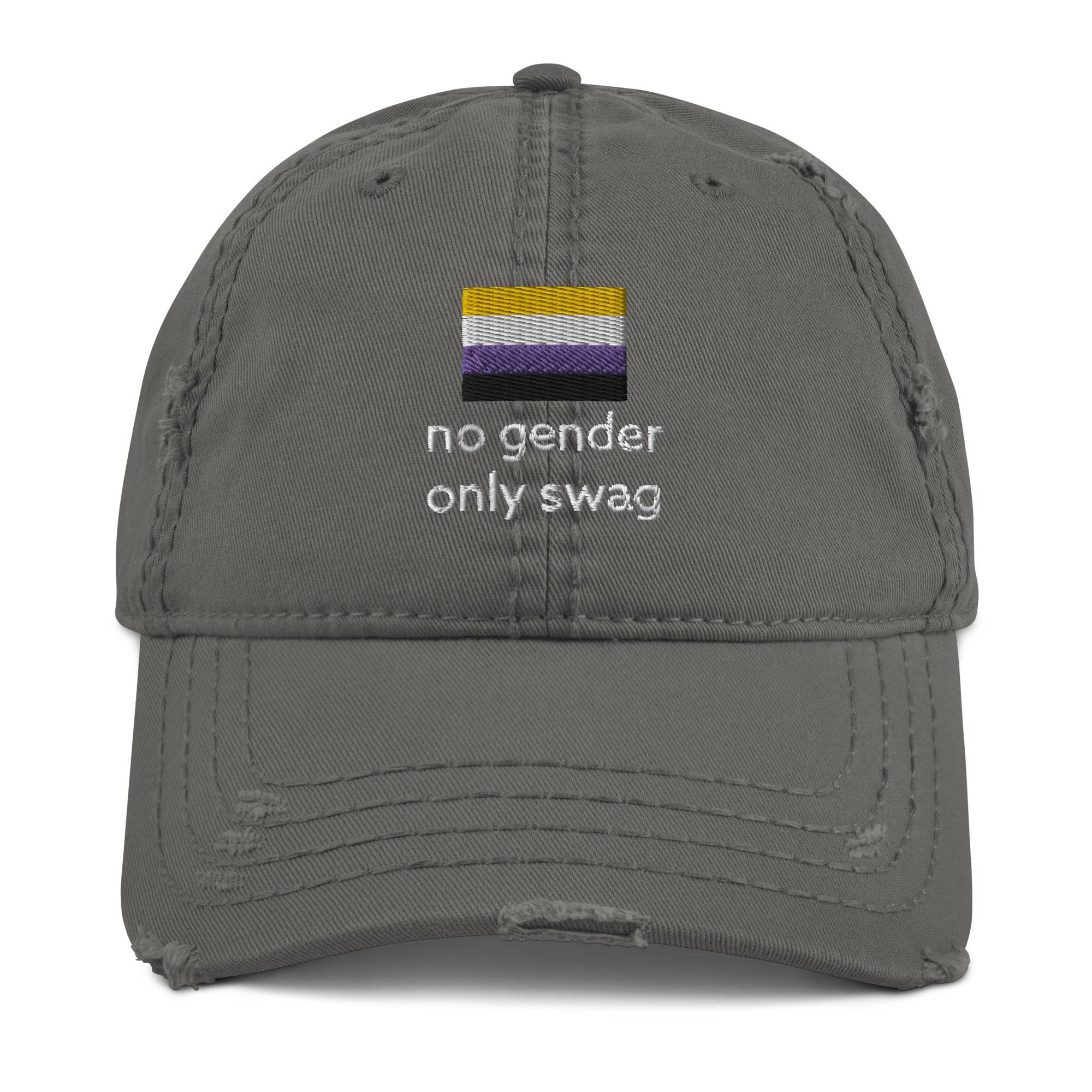 No Gender Only Swag non-binary flag dad hat, view 3 — Rose Gold Co