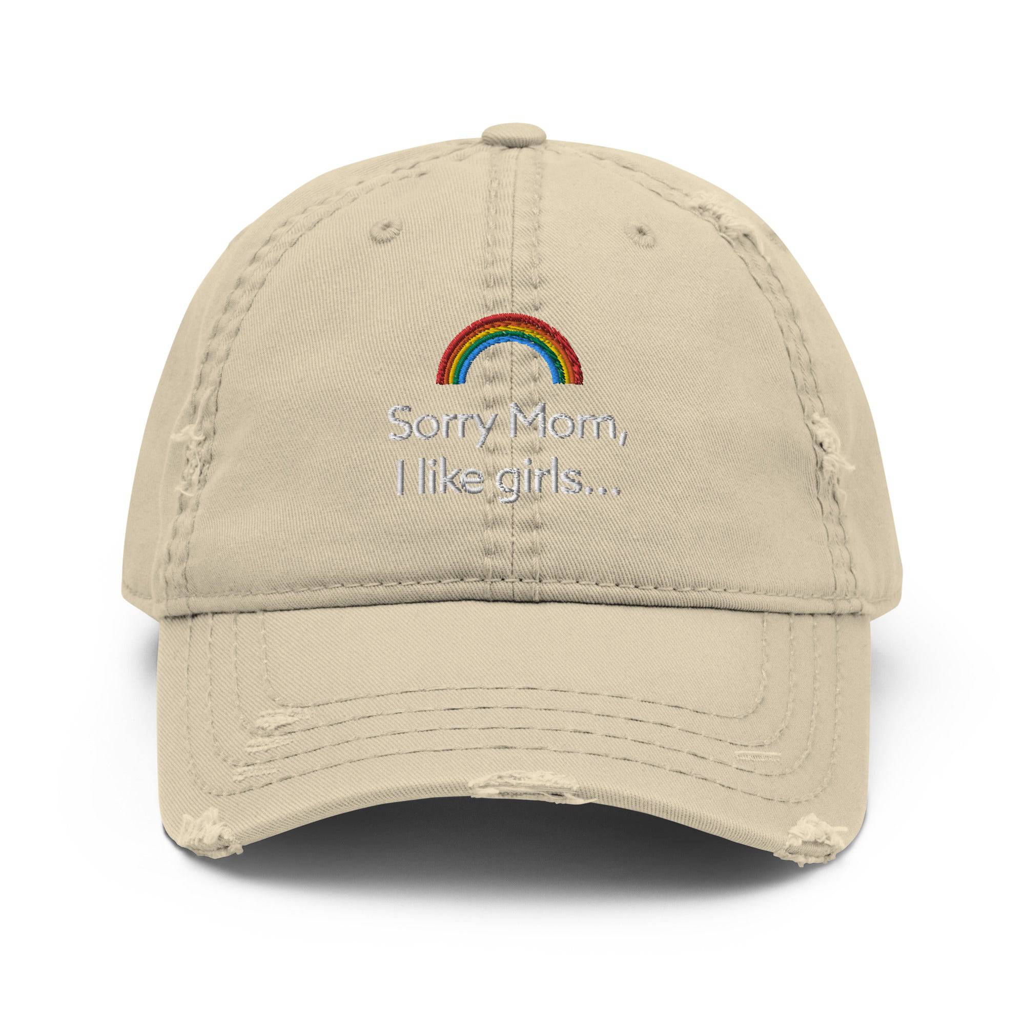 Sorry Mom I Like Girls embroidered hat, view 4 — Rose Gold Co