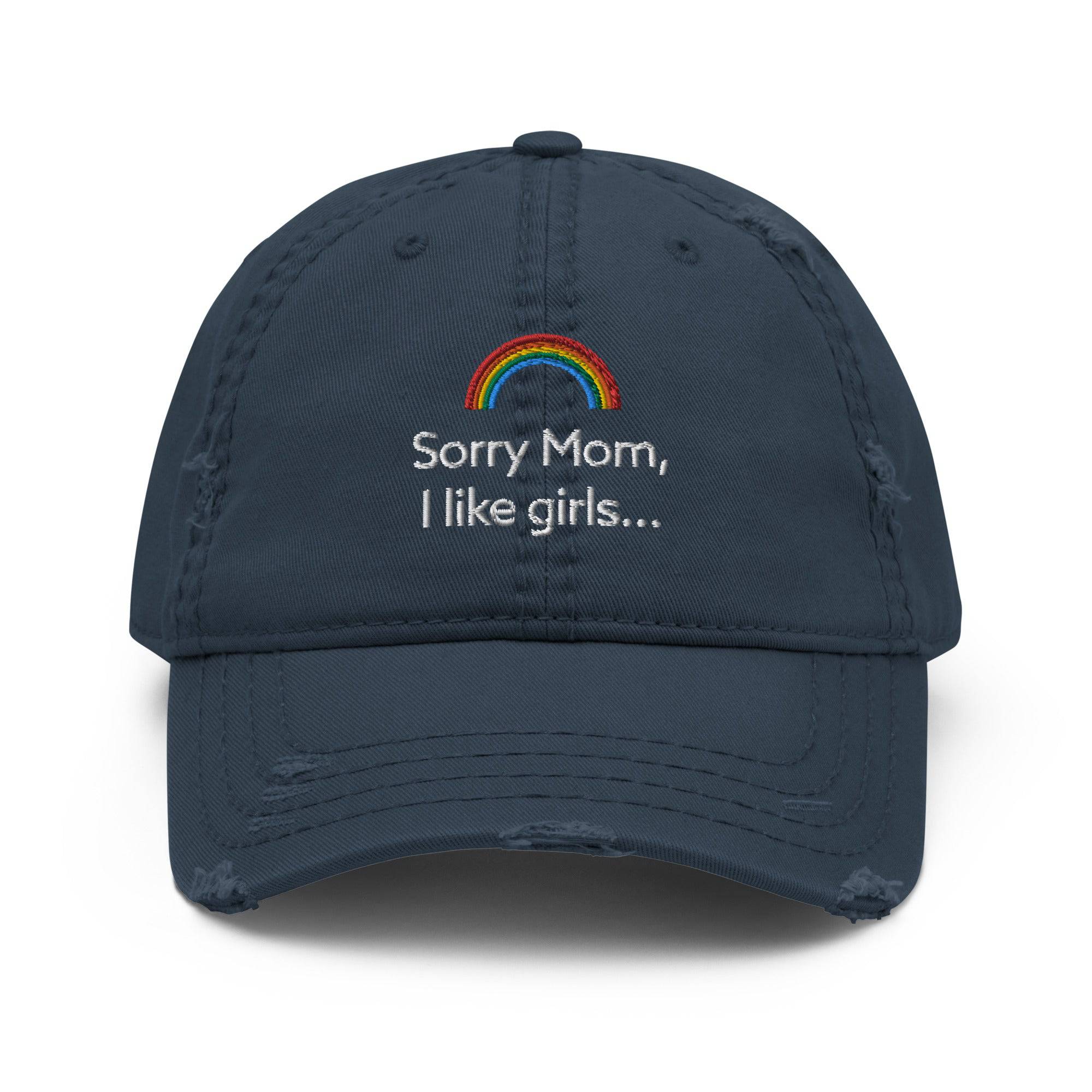 Sorry Mom I Like Girls embroidered hat, view 2 — Rose Gold Co