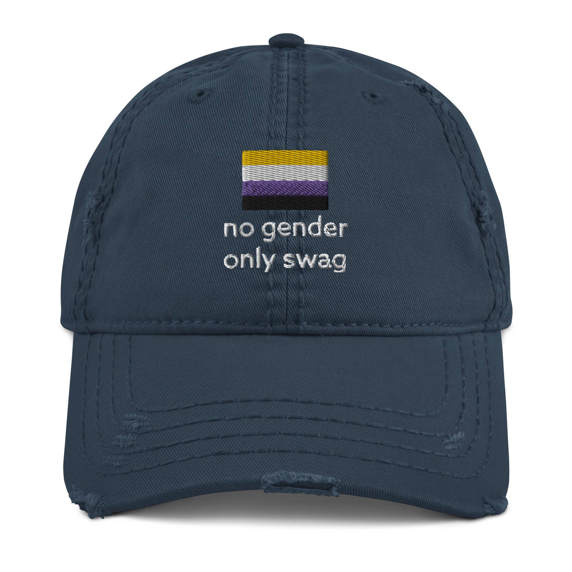 No Gender Only Swag non-binary flag dad hat, view 2 — Rose Gold Co