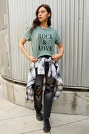 Simply Love Full Size ROCK ＆ LOVE Short Sleeve T-Shirt - Rose Gold Co. Shop