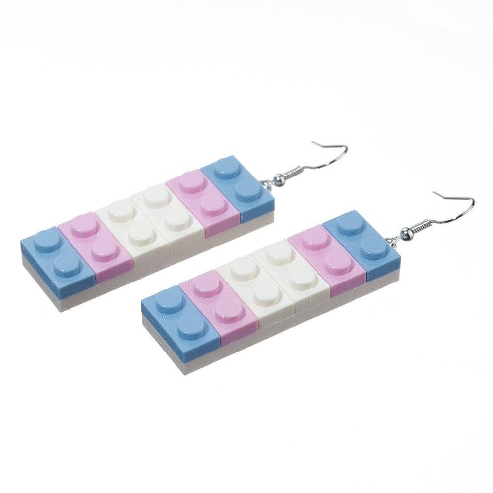 Trans and Rainbow Building Block Earrings - Rose Gold Co. Shop