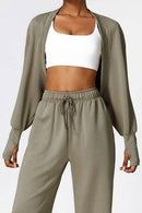 Open Front Long Sleeve Cropped Active Outerwear - Rose Gold Co. Shop