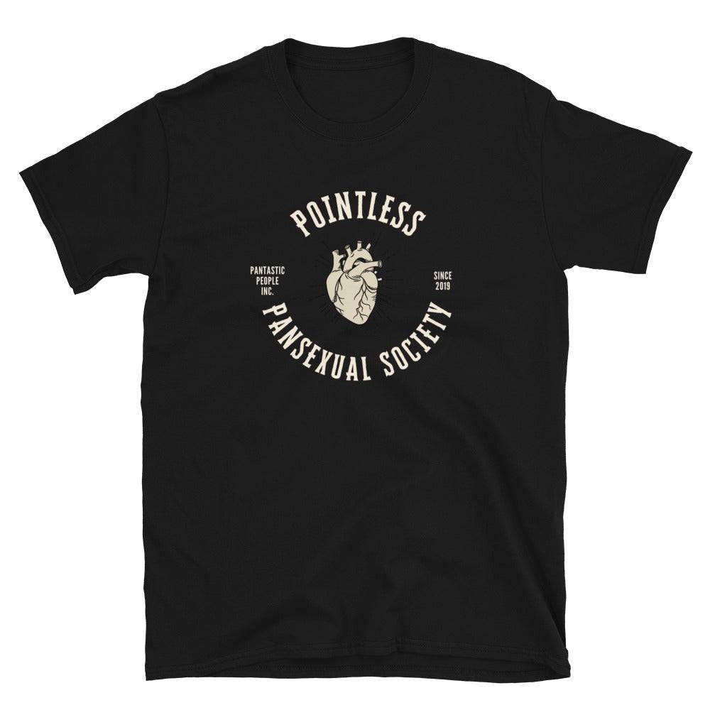 Pointless Pansexual Society Club tee, view 2 — Rose Gold Co