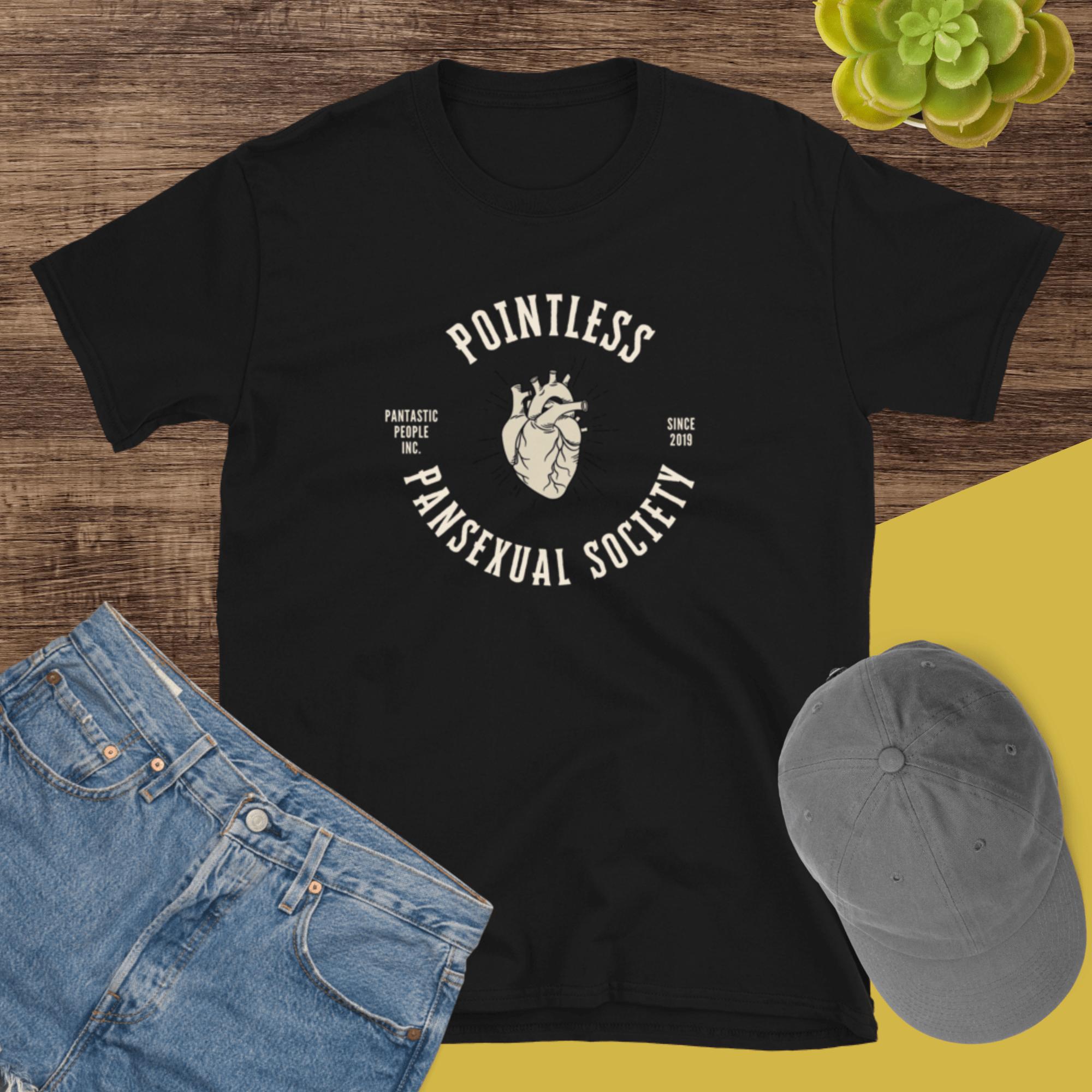 Pointless Pansexual Society Club tee, view 6 — Rose Gold Co